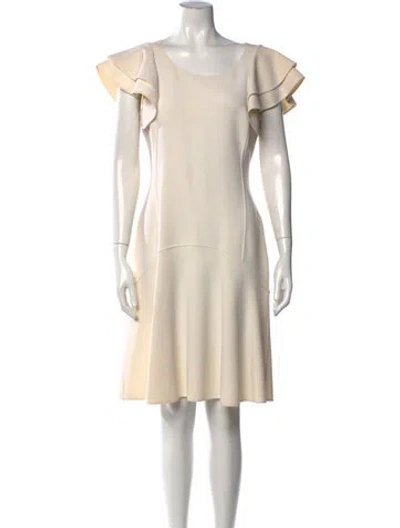 Pre-owned Michael Kors Virgin Wool Knee-length Dress In White