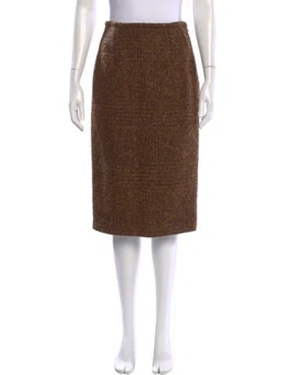 Pre-owned Michael Kors Virgin Wool Knee-length Skirt In Brown