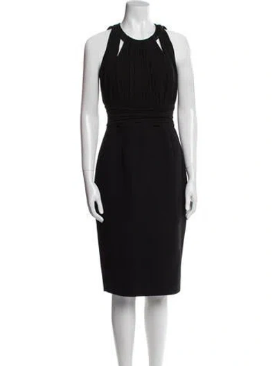 Pre-owned Michael Kors Virgin Wool Midi Length Dress In Black