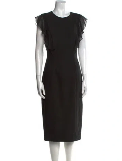 Pre-owned Michael Kors Virgin Wool Midi Length Dress In Black