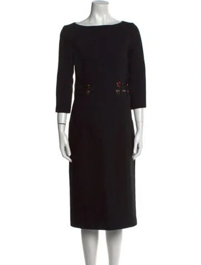 Pre-owned Michael Kors Virgin Wool Midi Length Dress In Black