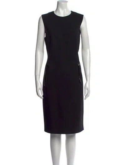 Pre-owned Michael Kors Virgin Wool Midi Length Dress In Black