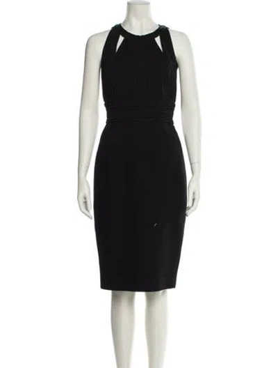 Pre-owned Michael Kors Virgin Wool Midi Length Dress In Black