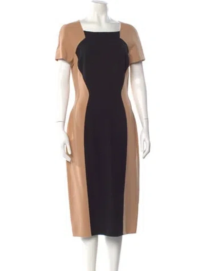 Pre-owned Michael Kors Virgin Wool Midi Length Dress In Black