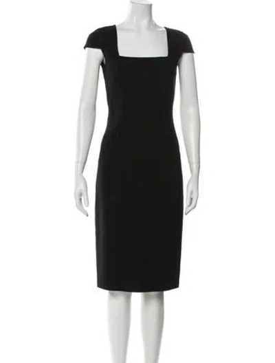 Pre-owned Michael Kors Virgin Wool Midi Length Dress In Black