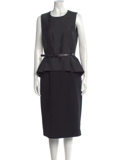 Pre-owned Michael Kors Virgin Wool Midi Length Dress In Black