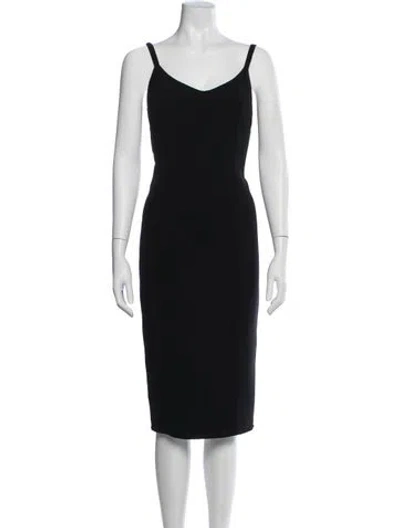 Pre-owned Michael Kors Virgin Wool Midi Length Dress In Black