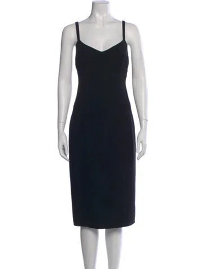 Pre-owned Michael Kors Virgin Wool Midi Length Dress In Black