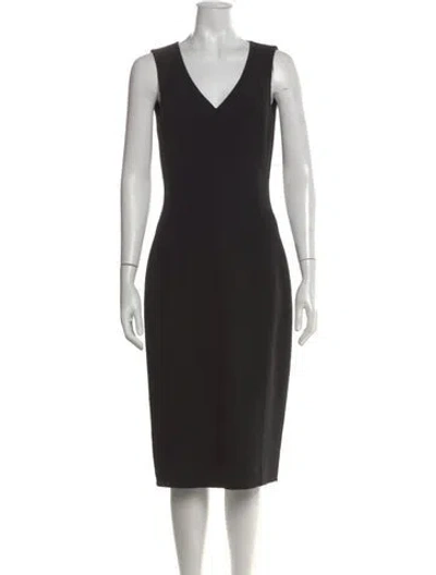 Pre-owned Michael Kors Virgin Wool Midi Length Dress In Black