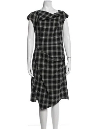 Pre-owned Michael Kors Virgin Wool Midi Length Dress In Black