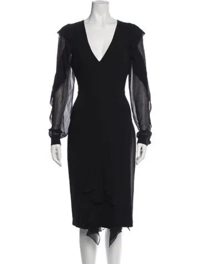 Pre-owned Michael Kors Virgin Wool Midi Length Dress In Black