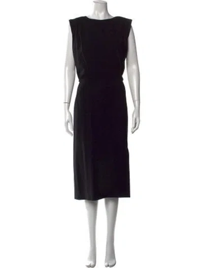 Pre-owned Michael Kors Virgin Wool Midi Length Dress In Black