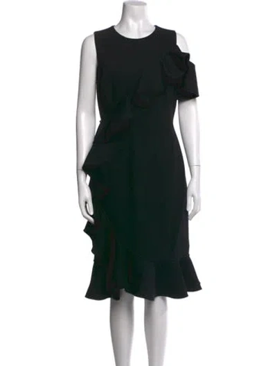 Pre-owned Michael Kors Virgin Wool Midi Length Dress In Black