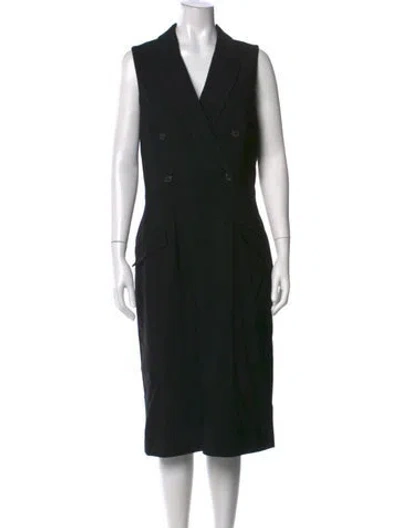 Pre-owned Michael Kors Virgin Wool Midi Length Dress In Black