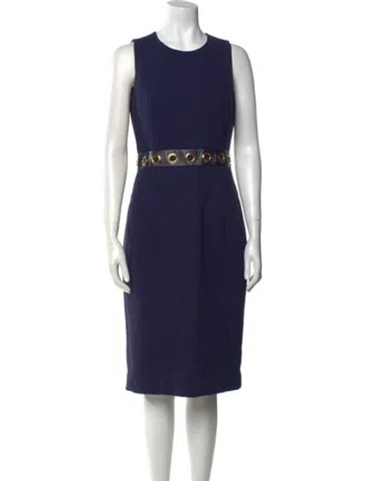 Pre-owned Michael Kors Virgin Wool Midi Length Dress In Blue