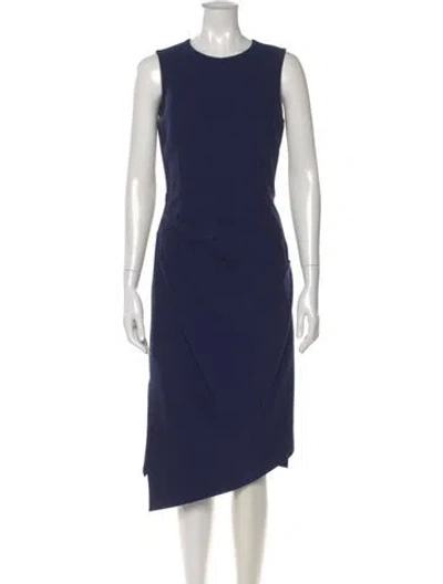 Pre-owned Michael Kors Virgin Wool Midi Length Dress In Blue