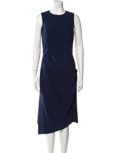 Pre-owned Michael Kors Virgin Wool Midi Length Dress In Blue
