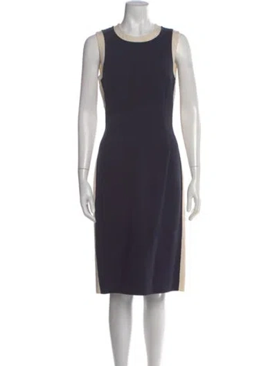 Pre-owned Michael Kors Virgin Wool Midi Length Dress In Blue