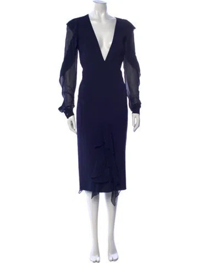 Pre-owned Michael Kors Virgin Wool Midi Length Dress In Blue