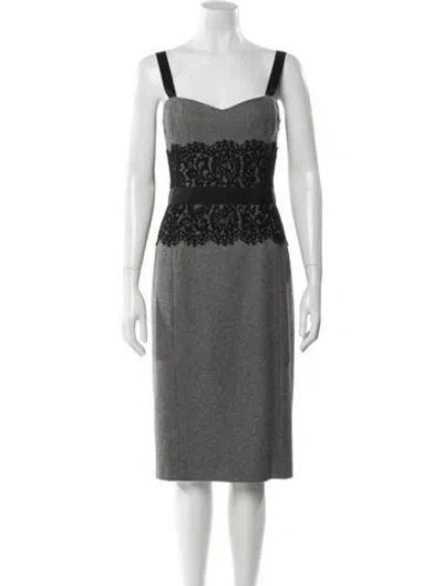 Pre-owned Michael Kors Virgin Wool Midi Length Dress In Gray