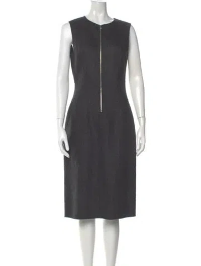 Pre-owned Michael Kors Virgin Wool Midi Length Dress In Gray
