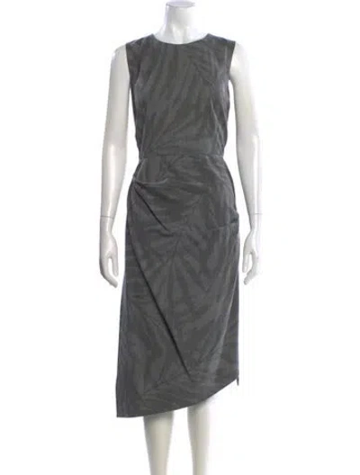 Pre-owned Michael Kors Virgin Wool Midi Length Dress In Gray