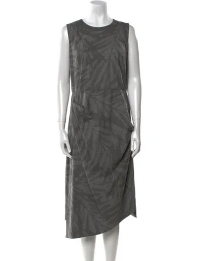 Pre-owned Michael Kors Virgin Wool Midi Length Dress In Gray