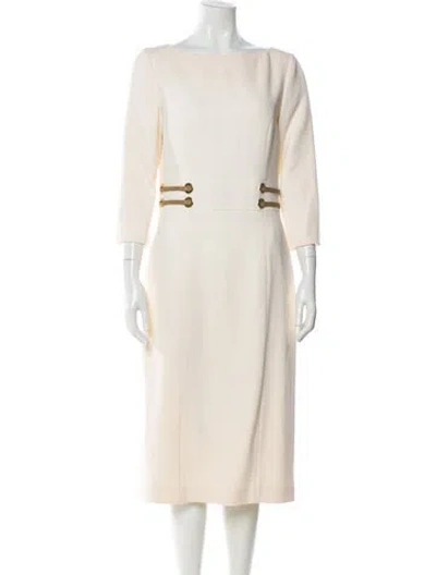 Pre-owned Michael Kors Virgin Wool Midi Length Dress In Neutral