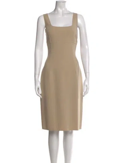 Pre-owned Michael Kors Virgin Wool Midi Length Dress In Neutral