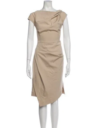 Pre-owned Michael Kors Virgin Wool Midi Length Dress In Neutral
