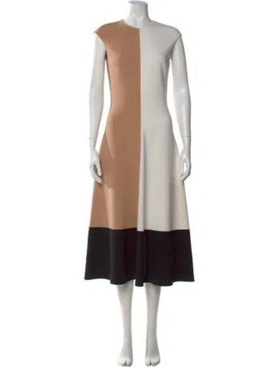 Pre-owned Michael Kors Virgin Wool Midi Length Dress In Neutral