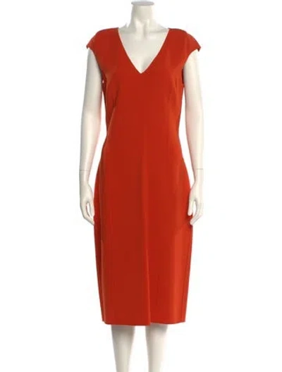 Pre-owned Michael Kors Virgin Wool Midi Length Dress In Orange