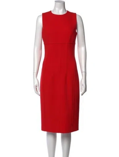 Pre-owned Michael Kors Virgin Wool Midi Length Dress In Red