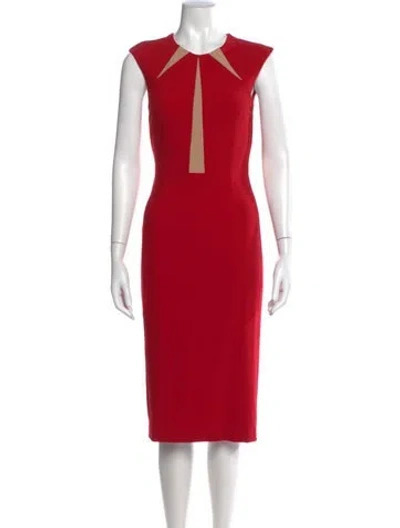 Pre-owned Michael Kors Virgin Wool Midi Length Dress In Red