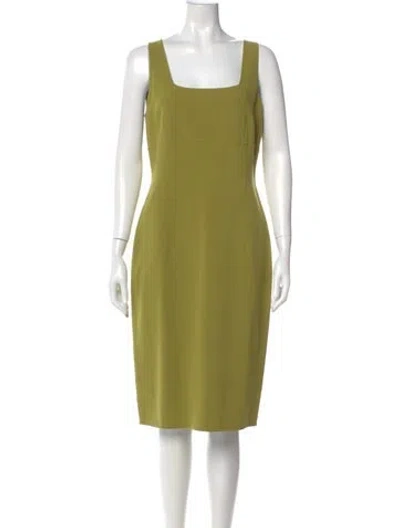 Pre-owned Michael Kors Virgin Wool Midi Length Dress W/ Tags In Green