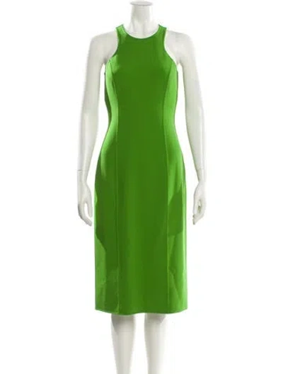 Pre-owned Michael Kors Virgin Wool Midi Length Dress W/ Tags In Green