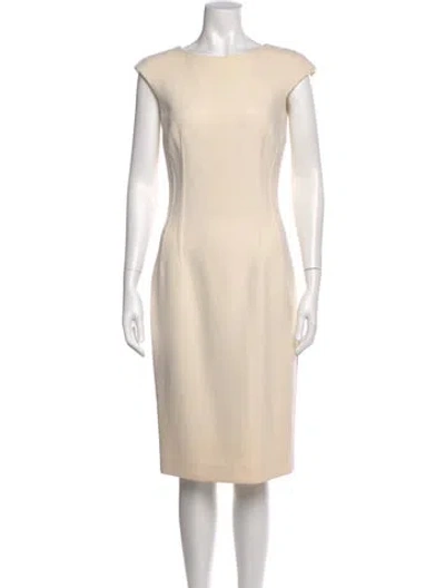 Pre-owned Michael Kors Virgin Wool Midi Length Dress W/ Tags In Neutral
