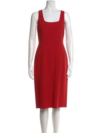Pre-owned Michael Kors Virgin Wool Midi Length Dress W/ Tags In Red