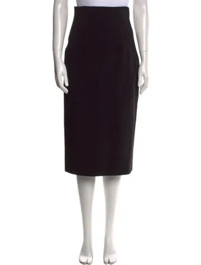 Pre-owned Michael Kors Virgin Wool Midi Length Skirt In Black