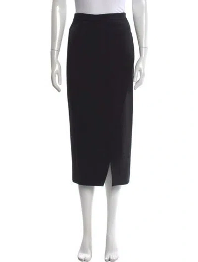 Pre-owned Michael Kors Virgin Wool Midi Length Skirt In Black