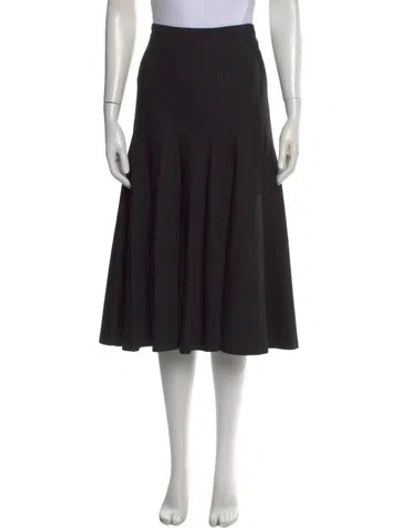 Pre-owned Michael Kors Virgin Wool Midi Length Skirt In Black