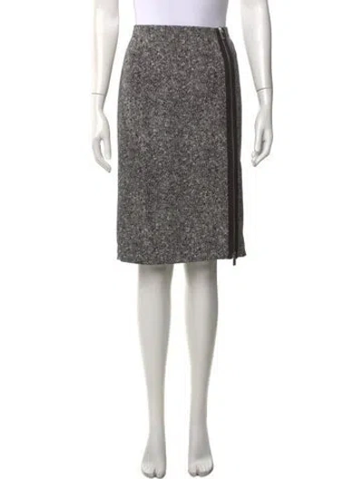 Pre-owned Michael Kors Virgin Wool Midi Length Skirt In Black