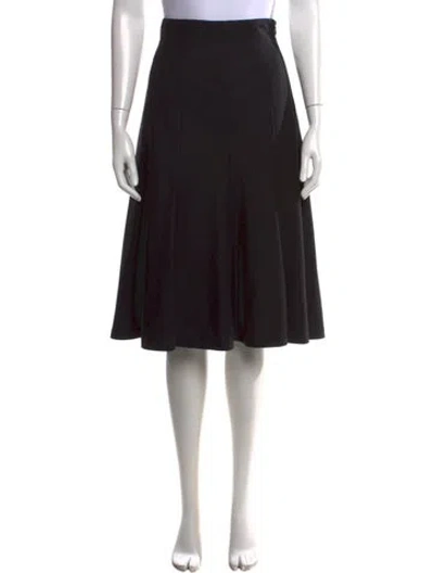 Pre-owned Michael Kors Virgin Wool Midi Length Skirt In Black