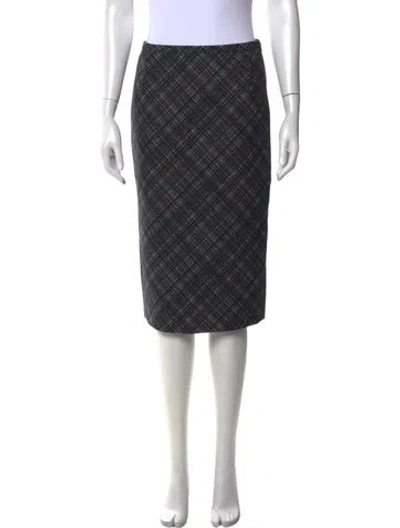 Pre-owned Michael Kors Virgin Wool Midi Length Skirt In Black