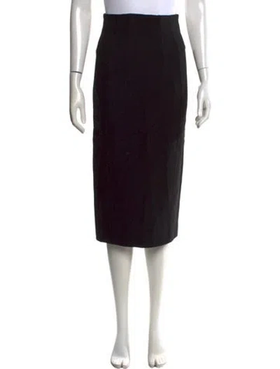 Pre-owned Michael Kors Virgin Wool Midi Length Skirt In Black