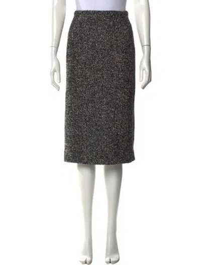 Pre-owned Michael Kors Virgin Wool Midi Length Skirt In Black