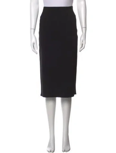 Pre-owned Michael Kors Virgin Wool Midi Length Skirt In Black