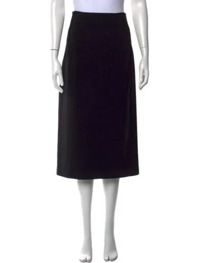 Pre-owned Michael Kors Virgin Wool Midi Length Skirt In Black