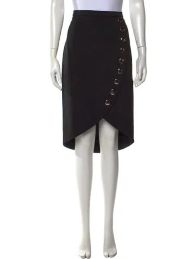 Pre-owned Michael Kors Virgin Wool Midi Length Skirt In Black