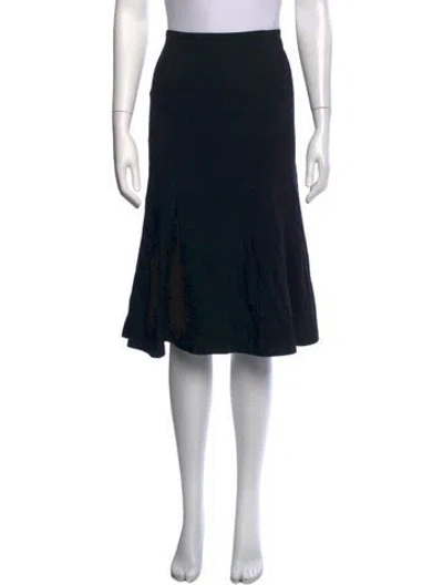 Pre-owned Michael Kors Virgin Wool Midi Length Skirt In Black